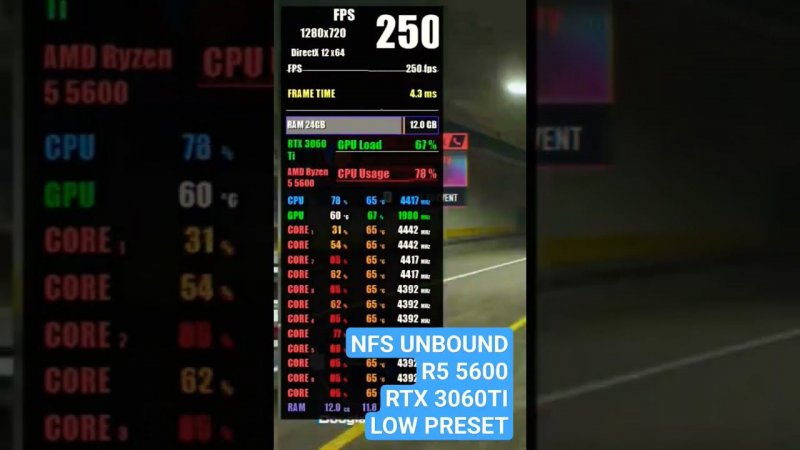 Nfs Unbound test R5 5600+Rtx 3060ti    #наслабомпк #ryzen55600 #видеоигры #nfsunbound