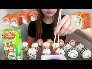 MUKBANG | ОПЯТЬ РОЛЛЫ/СУШИ | SUSHI/ROLLS | не ASMR