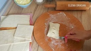 Ленивые пирожки из готового теста! Слойки сыром и колбасой! Выпечка из слоеного теста! Завтрак