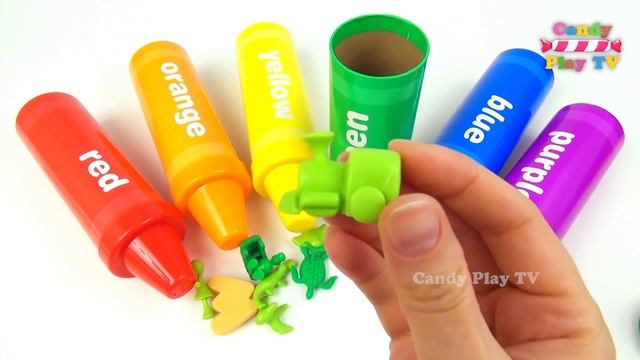 Learn Names Animals & Animal Sounds with Pencil Surprises Toys | Learn Colors with Crayons Surprise смотреть онлайн