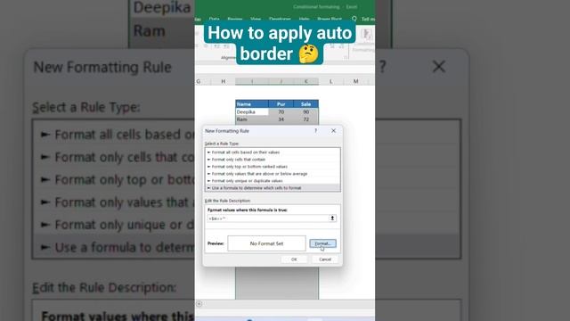 How to apply auto border #conditional_formatting #excel #excelsolutions #exceltips