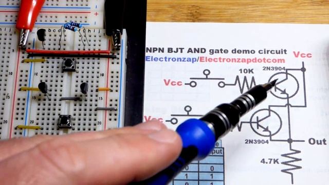 Quick NPN BJT OR gate how to demo circuit using 2N3904 bipolar junction transistors DIY electronics смотреть онлайн