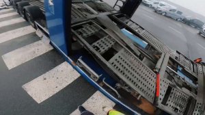 POV Дальнобой. Разгрузка Автовоза. Выгрузка в порту! Поехали Работать на Автовозе по Европе.