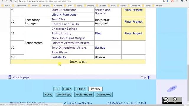 IPC144NN - Week 11 - Pointers, Two Dimensional arrays, Sorting
