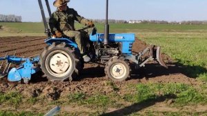 Минитрактор Mitsubishi D1500vFD. Весенняя фрезеровка перед посадкой картофеля.