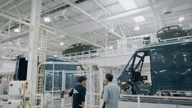 Rivian R1T, R1S production. A Tour of the Rivian Plant. Drive Modes смотреть онлайн