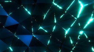 Анимированный абстрактный геометрический темный фон: Неоновые зеленые треугольники
