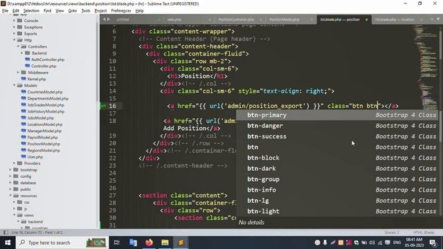 #58 - Position Custom Filter/Search & Export Excel file in Database | Human Resources in Laravel 10