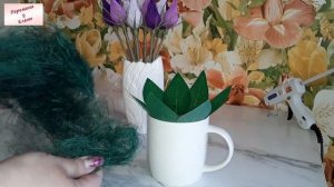 Сладкий букет в кружке: сборка букета с конфетами в кружку