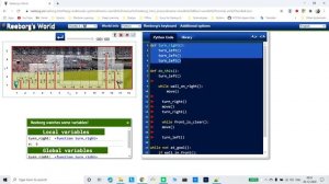 Python beginner's live game coding .  Reeborg's World Game Robot Challenge solved.