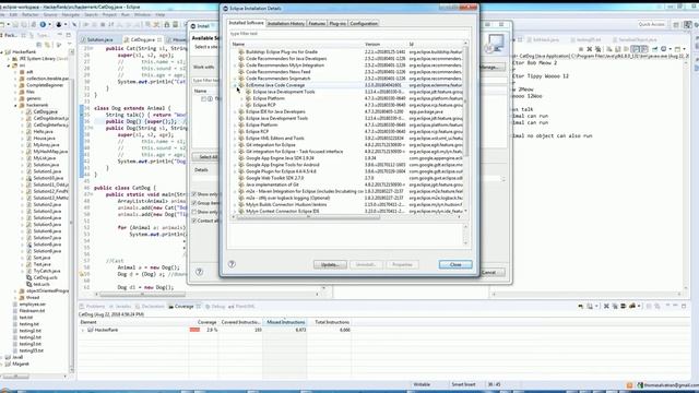Eclipse Java plugin: eclEmma, ObjectAid UML смотреть онлайн