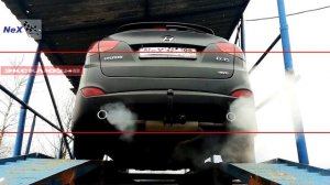 NeX® Hyundai ix35. ЭКСКЛЮЗИВ! Глушитель раздвоенный & насадки диам. 76 мм. Звучная классика