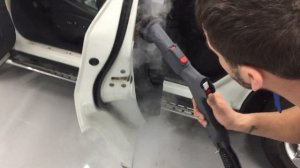 Обработка пластиковых поверхностей парогенератором. Химчистка салона автомобиля. Студия Atdetailing