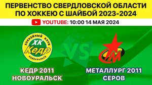 ПСО по хоккею с шайбой среди ДЮСШ Кедр-2011 Новоуральск-Металлург-2011 Серов. 14.05.2024. 10.00.