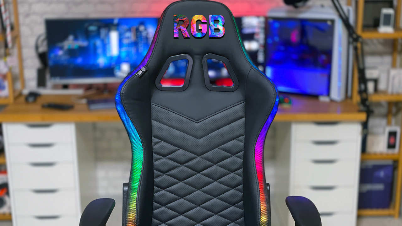 Классное игровое кресло с RGB подсветкой - Cactus CS-CHR-0099BL