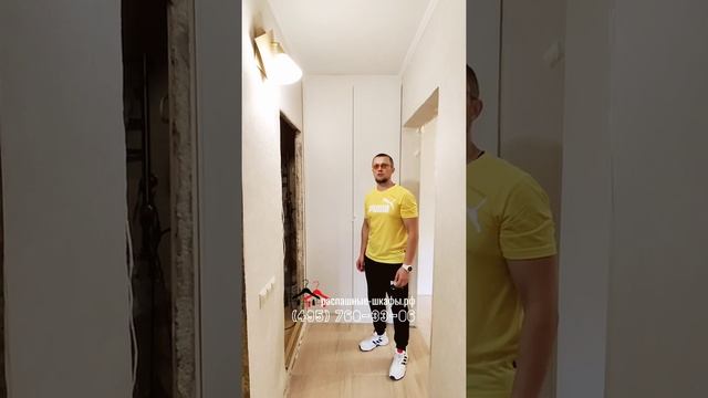 Встроенный в нишу распашной шкафчик с дверями из ДСП. Шкаф на заказ под индивидуальные размеры.