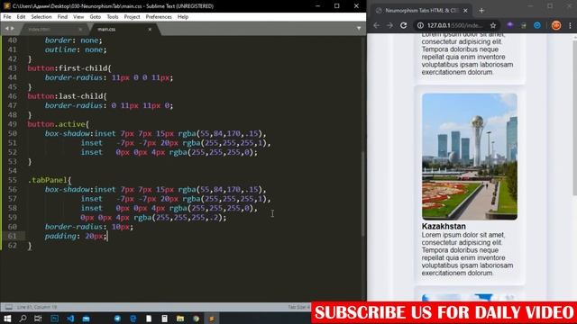 Neumorphism Tabs using HTML CSS and Vanilla JavaScript #neumorphism