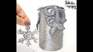 Снежинка крючком, пряжа с пайетками