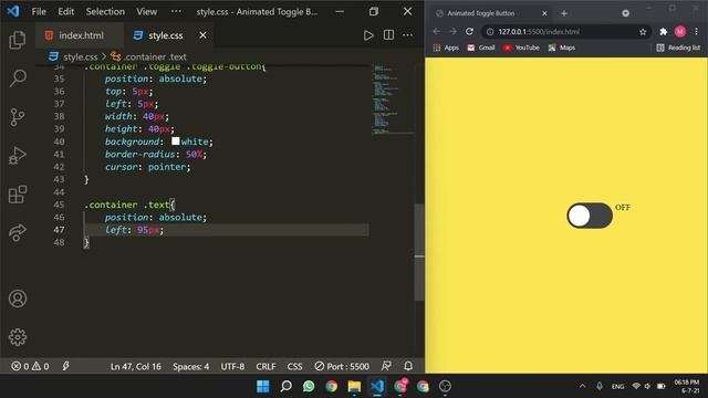 Animated Toggle Button with JavaScript | ON-OFF Toggle Button Using HTML, CSS, and JS смотреть онлайн
