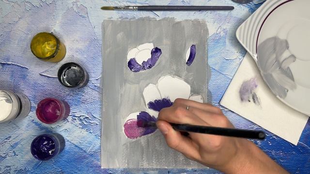 Как нарисовать декоративные пионы гуашью