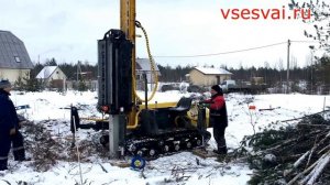 Установка ЖБИ забивных свай 150 150 для фундамента дома.