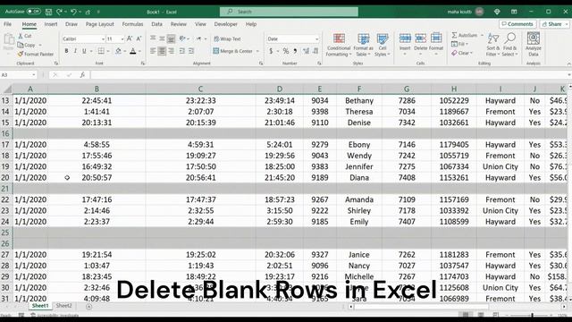 Delete Blank Rows in Excel