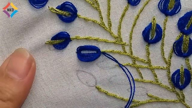Hand Embroidery:  embroidery design with lazy daisy stitch.