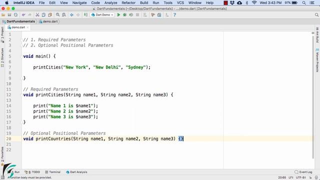 Dart Optional Positional Parameters in Functions. Dart Tutorial for Flutter #6.4