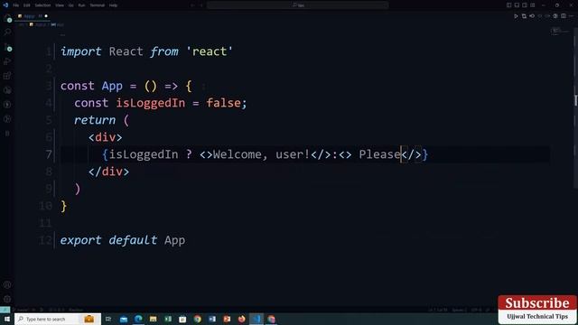 React JS Tutorial - Basic to Advance  ? Conditional rendering with ternary operator in react
