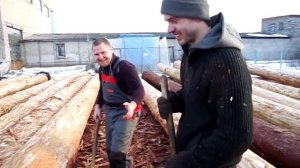 Рубка (корим бревна, лиственница)