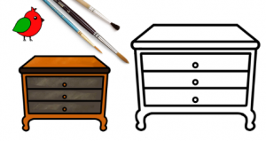 Как нарисовать тумбочку в комнате для детей / Рисунки и раскраски малышам
