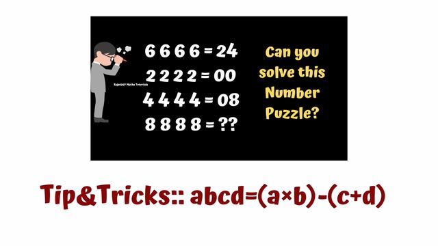 6666=24 2222=00 4444=08 8888=?? Can you solve this number puzzle? Reasoning  tricks !!