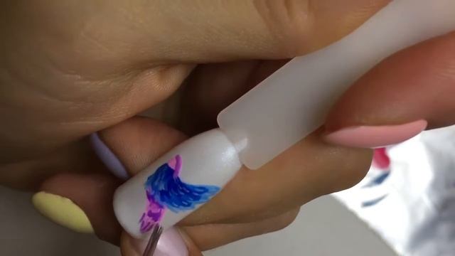 Как нарисовать колибри. Рисунки на ногтях. Дизайн ногтей. Paint. Nail art. Рисунки Гель-лаками. смотреть онлайн