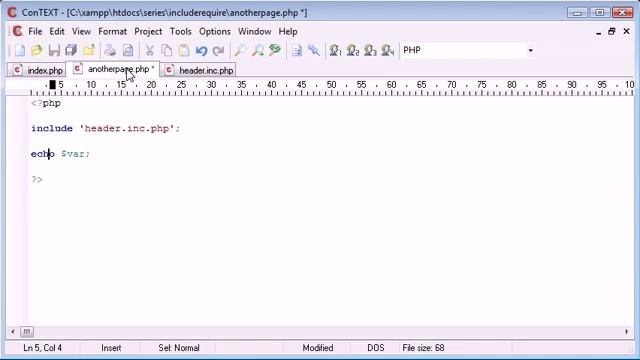 Beginner PHP Tutorial   42   include and require Functions 