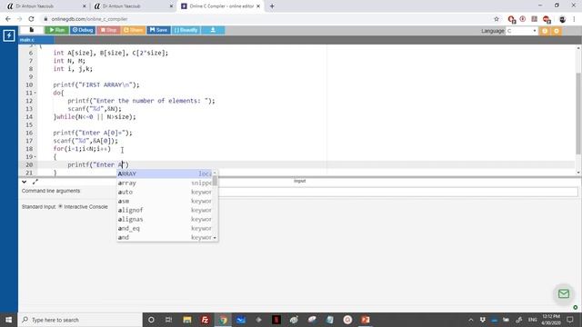 Algorithmics & Programming - Exercise - Merge two sorted arrays