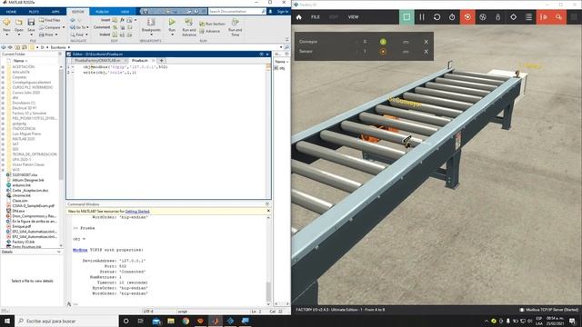 MATLAB and Factory IO Linked by Modbus TCP/IP Protocol... Conexión de Factory IO y MATLAB смотреть онлайн