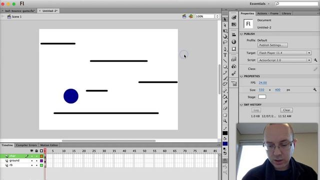 Basic Ball-Bounce Platform Game in Adobe Flash CS6 смотреть онлайн