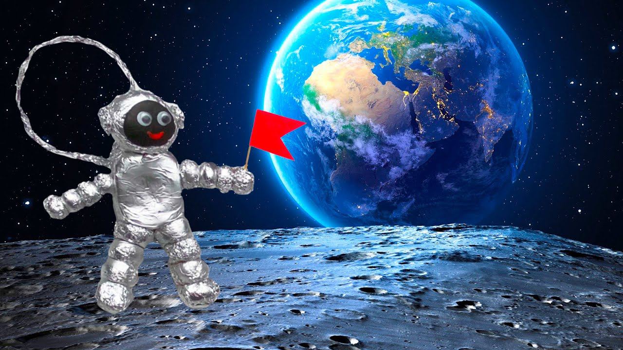 Космонавт на луне | Космические поделки на день космонавтики смотреть онлайн