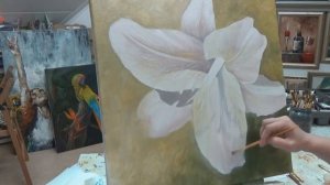 Как нарисовать цветок лилии. Рисуем лилию маслом и акрилом. Ботаническая живопись.Lily painting