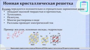 10. Кристаллические решётки: атомная, молекулярная, ионная и металлическая