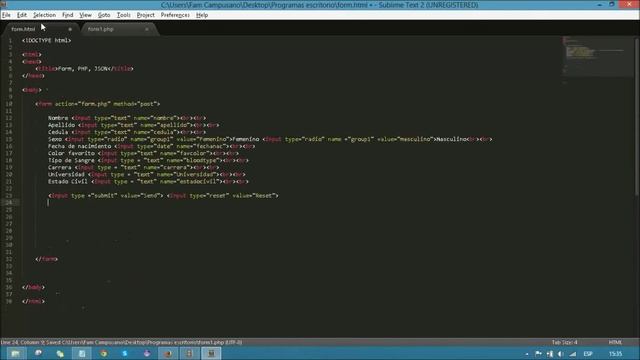 Creating a form with HTML, CSS, and saving the info into a file PHP in JSON format смотреть онлайн