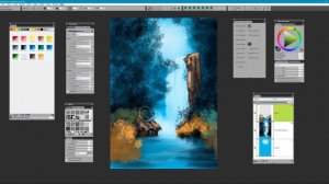 Painting Bob Ross' Graceful Waterfall using Painter 2018