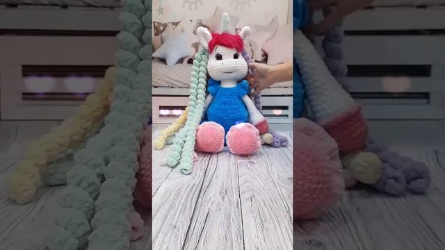 Игрушка вязаная единорожка ?