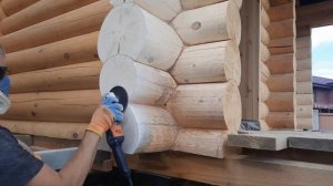 Шлифовка торцов сруба. весь процесс.