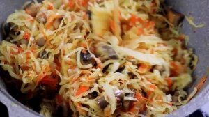 Тушеная Капуста "Бархатная" ! Капуста с грибами, простой рецепт