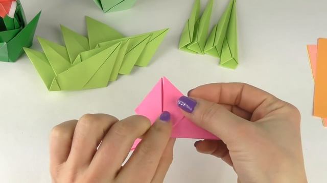 ОРИГАМИ ИЗ БУМАГИ | САД ТЮЛЬПАНОВ| Как просто сделать ЦВЕТОК ИЗ БУМАГИ