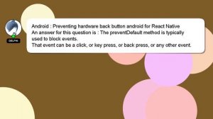 Android : Preventing hardware back button android for React Native