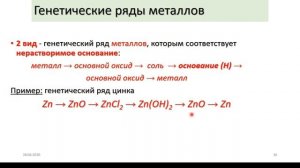 9 класс - Химия - Генетическая связь неорганических веществ - 28.04.2020