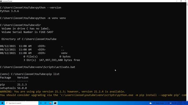 Python Virtual Environment Tutorial (Windows 10)