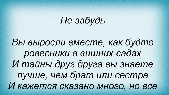 Слова песни Татьяна Овсиенко - Не забудь